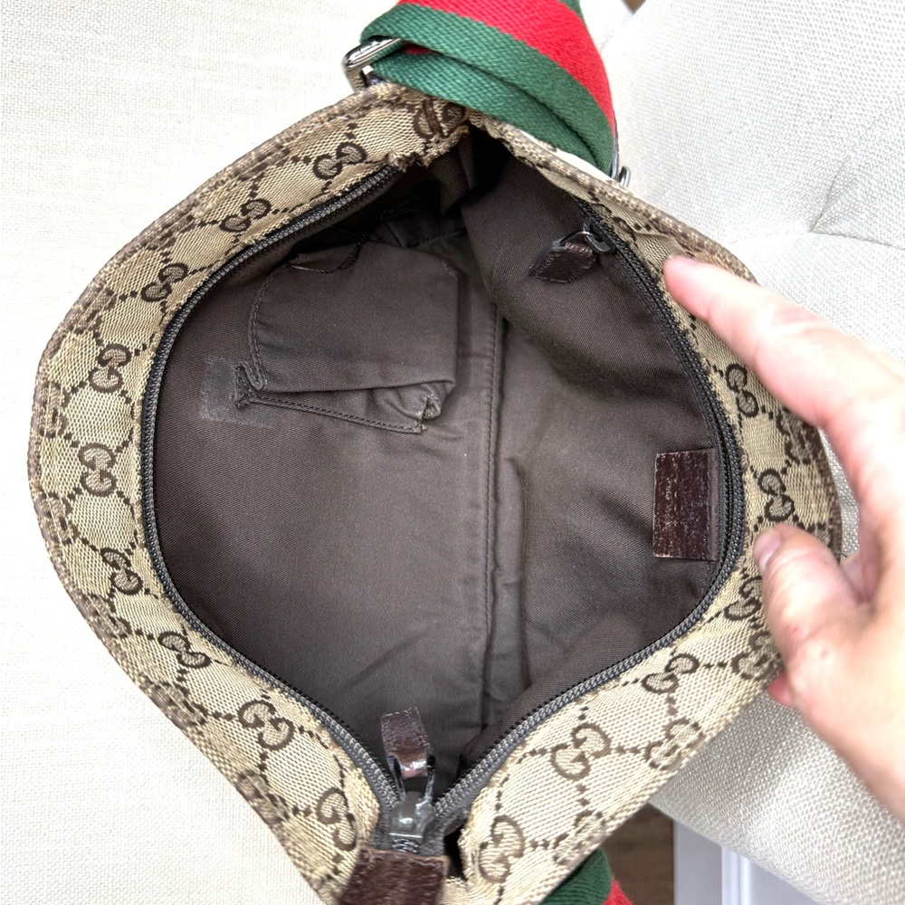 Gucci authentic brown monogram canvas crossbody bag ribbon strap small - Picture 12 of 16